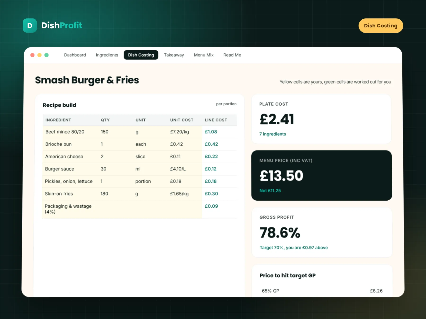 DishProfit dish costing