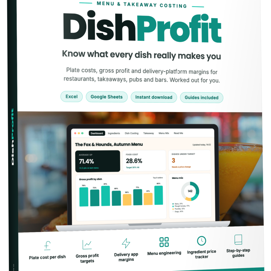 DishProfit, Menu & Takeaway Costing Spreadsheet